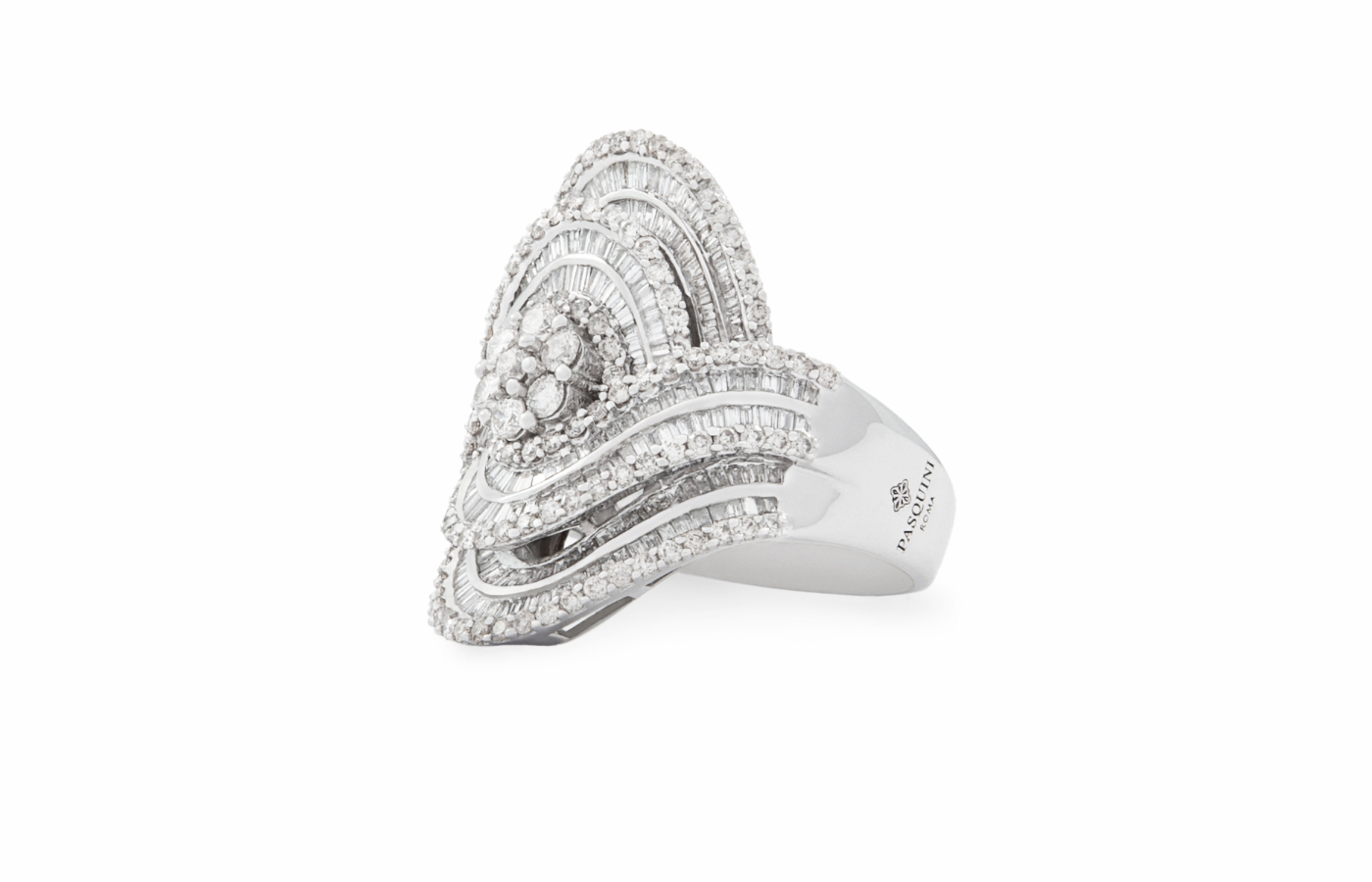 The Unique Show participant Pasquini Roma will present high jewellery, such as this Rococò collection diamond ring, at Luxury St Moritz in February 2024