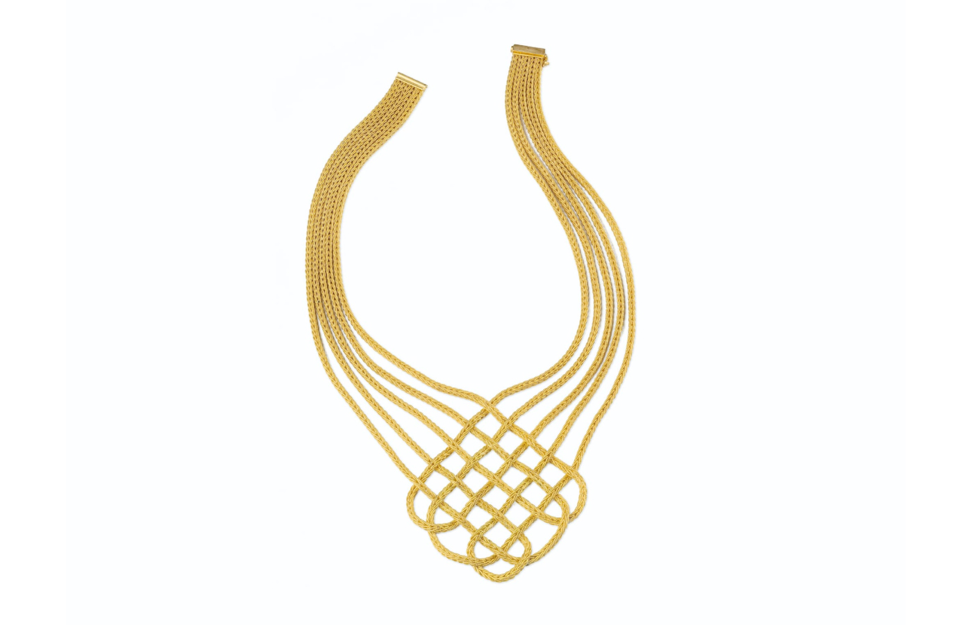  The Unique Show participant Matthia's & Claire will present high jewellery, such as this Etrusca necklace in 18k yellow gold, at Luxury St Moritz in February 2024