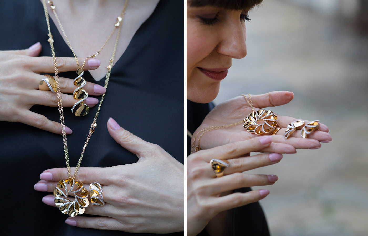  Katerina Perez wears pendants and rings from the new Elica collection by Italian fine jewellery brand FerriFirenze  