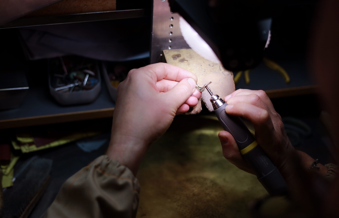 Craftsmen at work at the FerriFirenze atelier in Villa Corsi Salviati, located north of Florence in the Tuscan countryside 