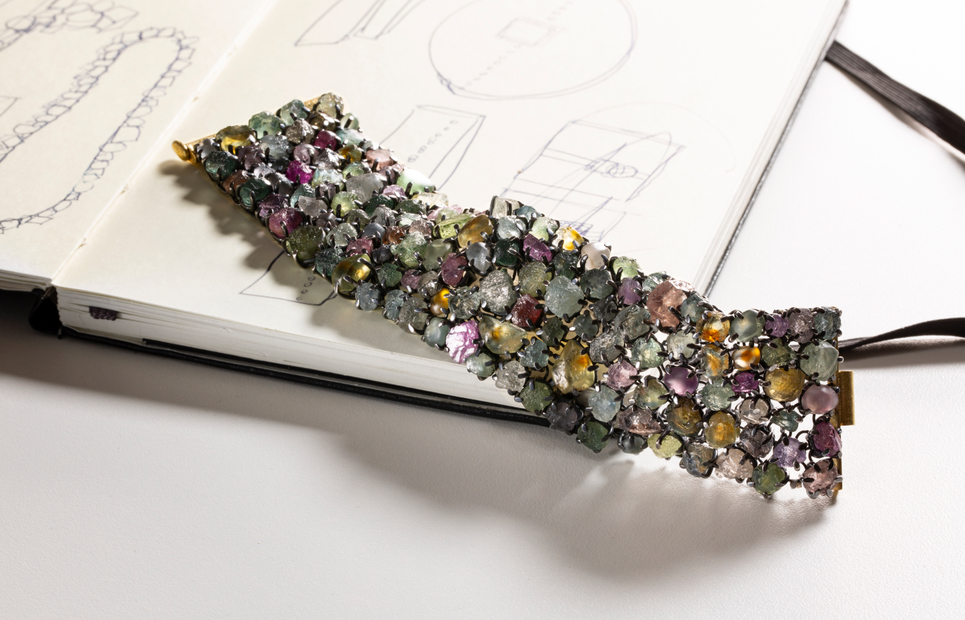 Todd Reed bracelet in 18k yellow gold and patinated sterling silver with 247.13 carats of Montana sapphires   
