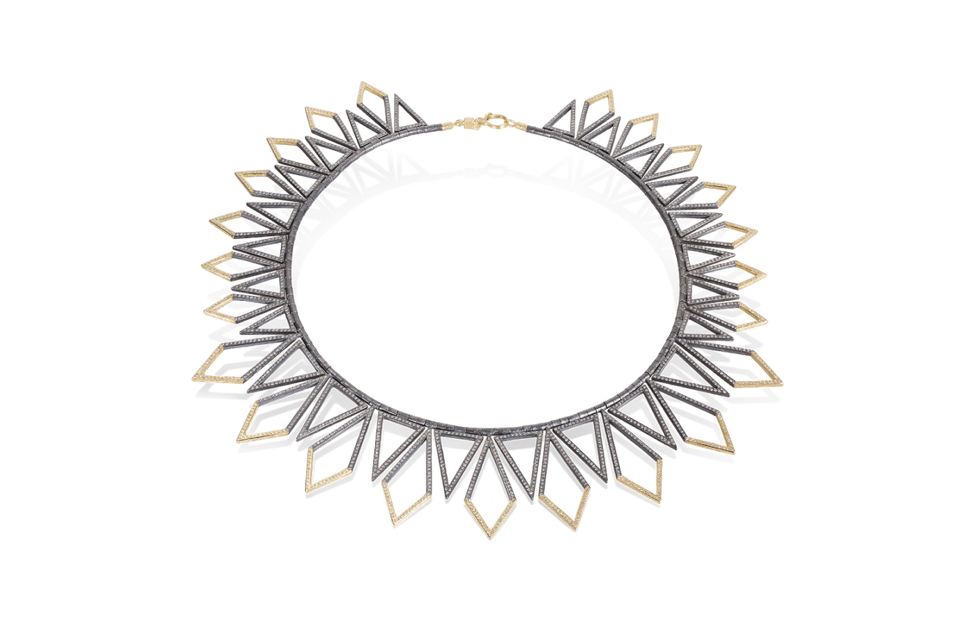  Todd Reed necklace in 18k yellow gold and patinated sterling silver with 10.08 carats of white brilliant-cut diamonds 