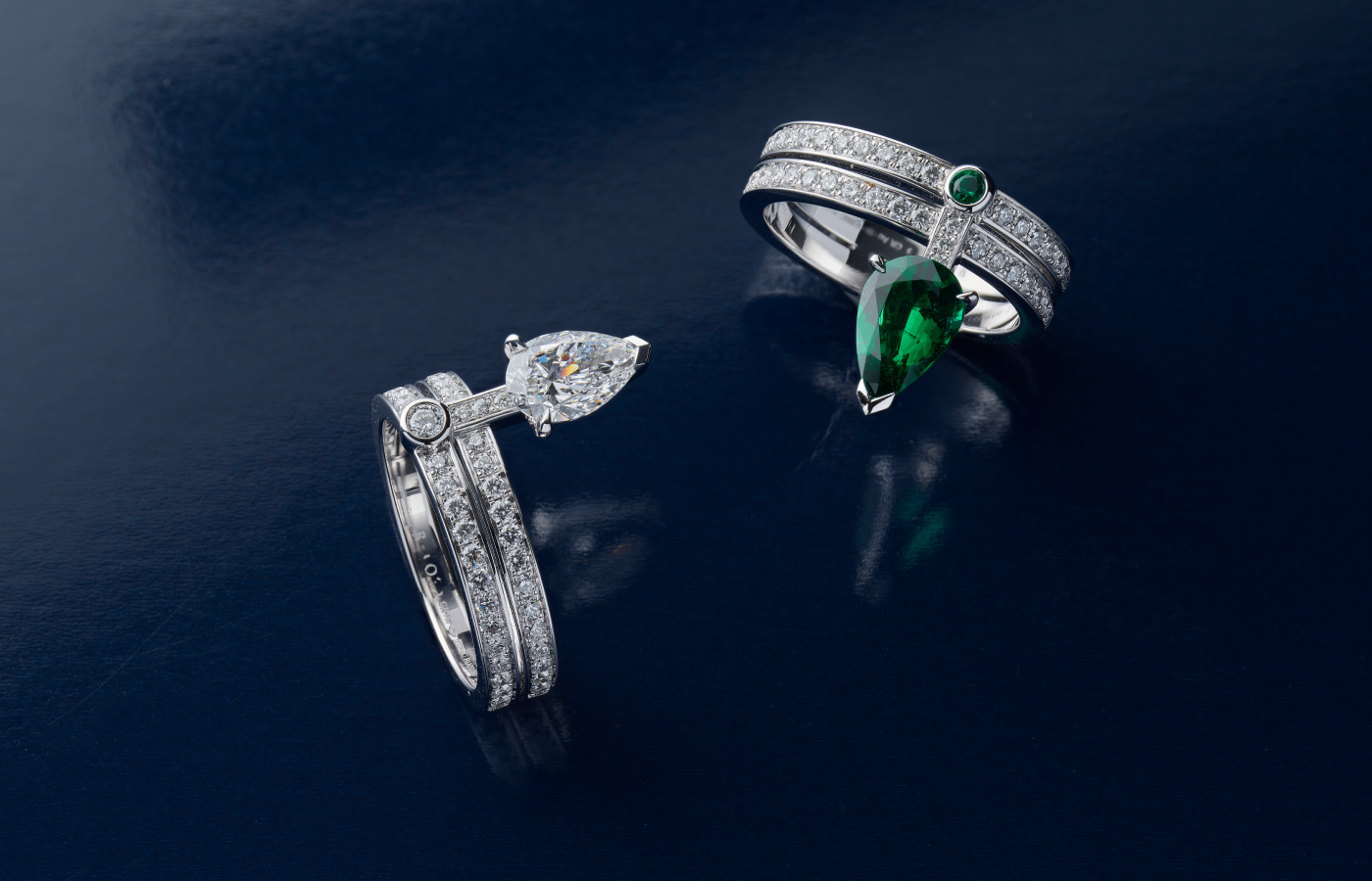  Repossi Serti Sur Vide rings in white gold, emerald and diamond from the 10 Year Anniversary collection