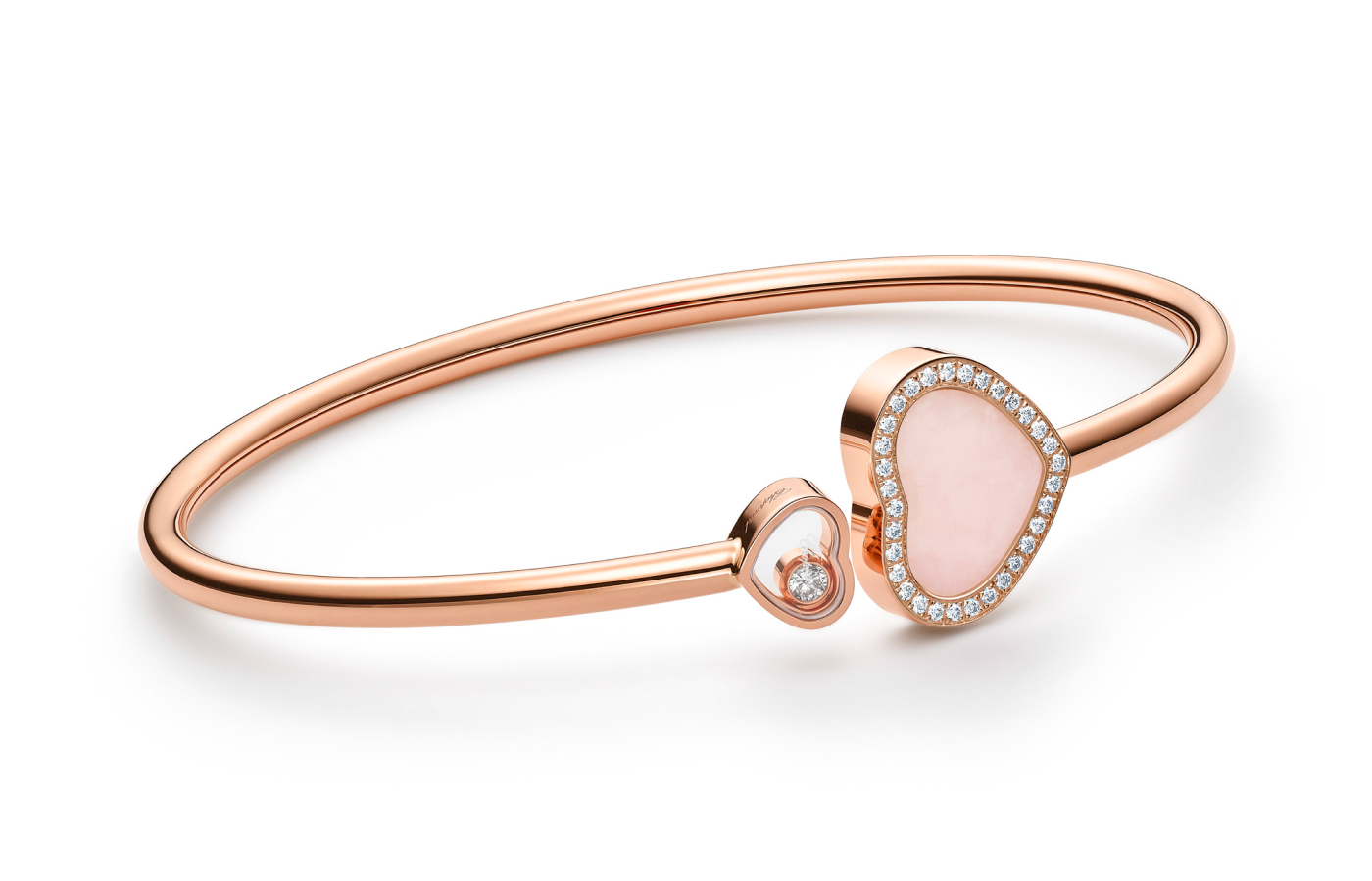  Chopard Happy Hearts bracelet in rose gold, pink mother-of-pearl and diamond