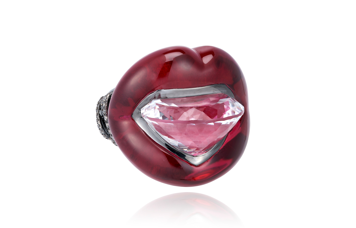  Lydia Courteille Croqueuse de diamants ring in gold, corundum, crystal and brown diamond