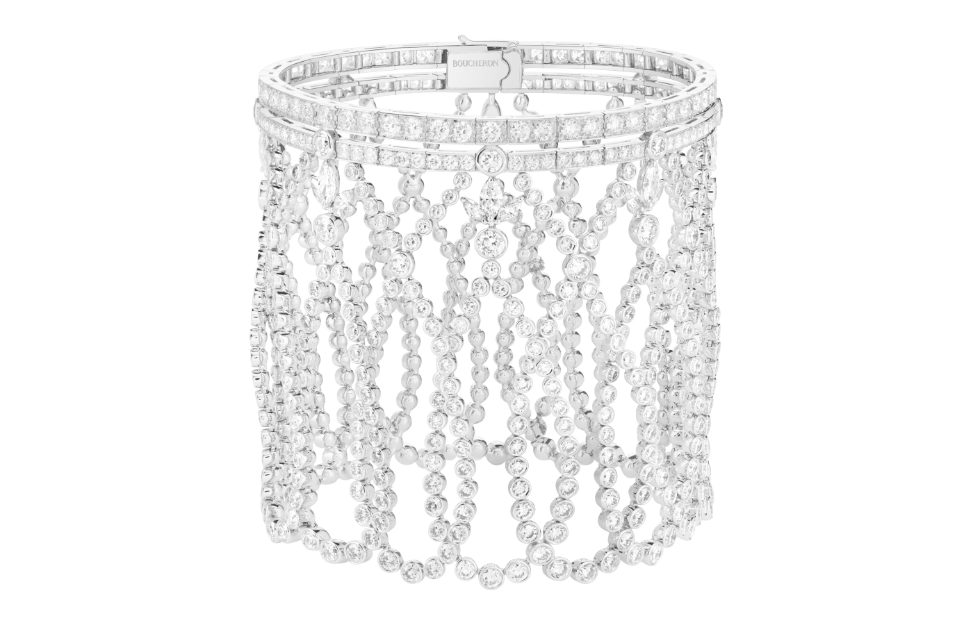  Boucheron Epaulettes bracelet with diamonds in 18k white gold from the Histoire de Style The Power of Couture High Jewellery Collection