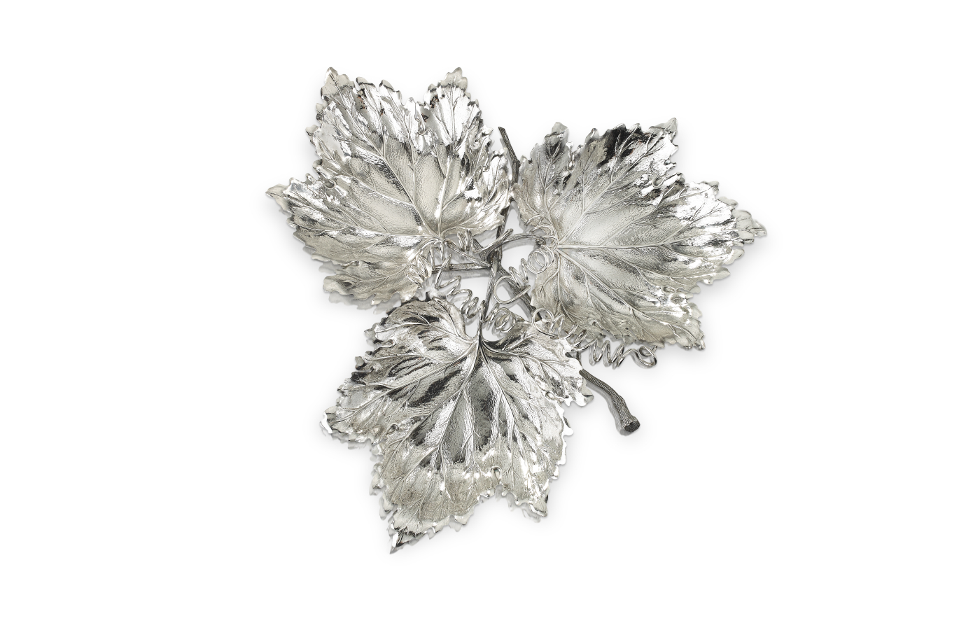  Buccellati silver tryptic leaves decorative plate
