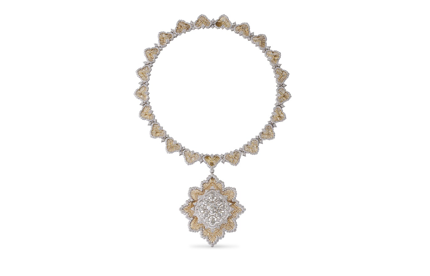  Buccellati Cut Diamond pendant necklace in gold, white gold and diamond
