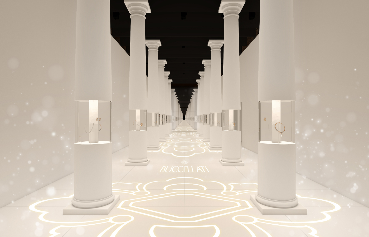  High jewellery display cases inside the Buccellati The Prince Of Goldsmiths exhibition