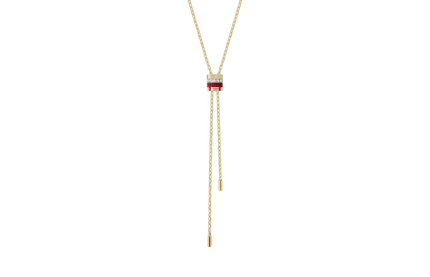  Quatre Red Edition pendant in gold, pink gold, white gold, enamel and diamond by Boucheron