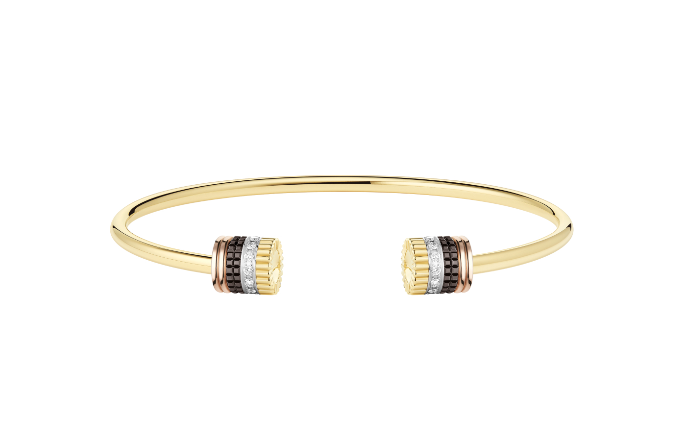  Quatre cuff in gold, pink gold, white gold, enamel and diamond