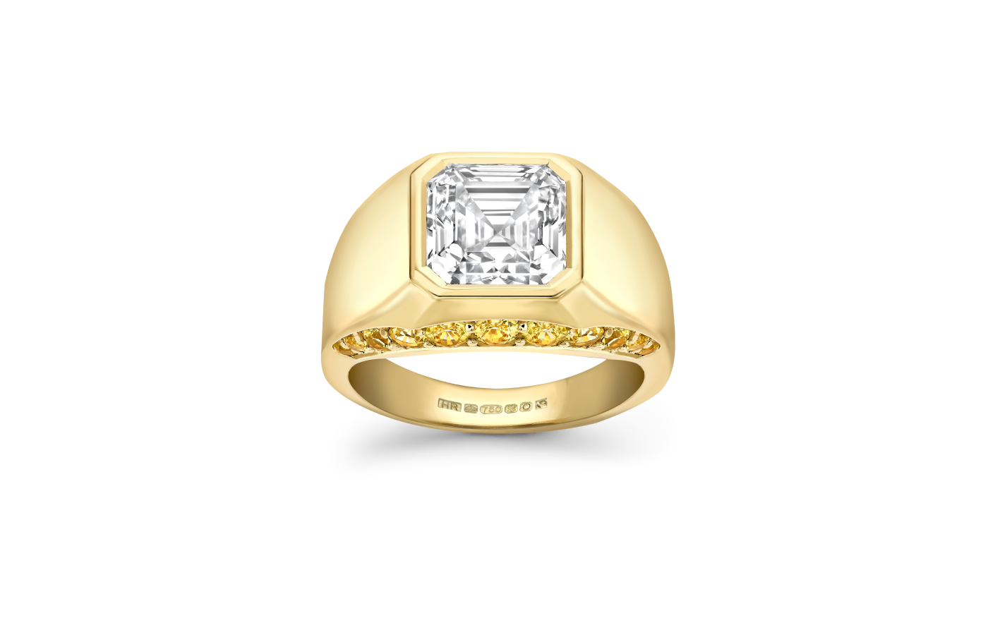  Hattie Rickards Laura bespoke engagement ring in gold, yellow sapphire and diamond