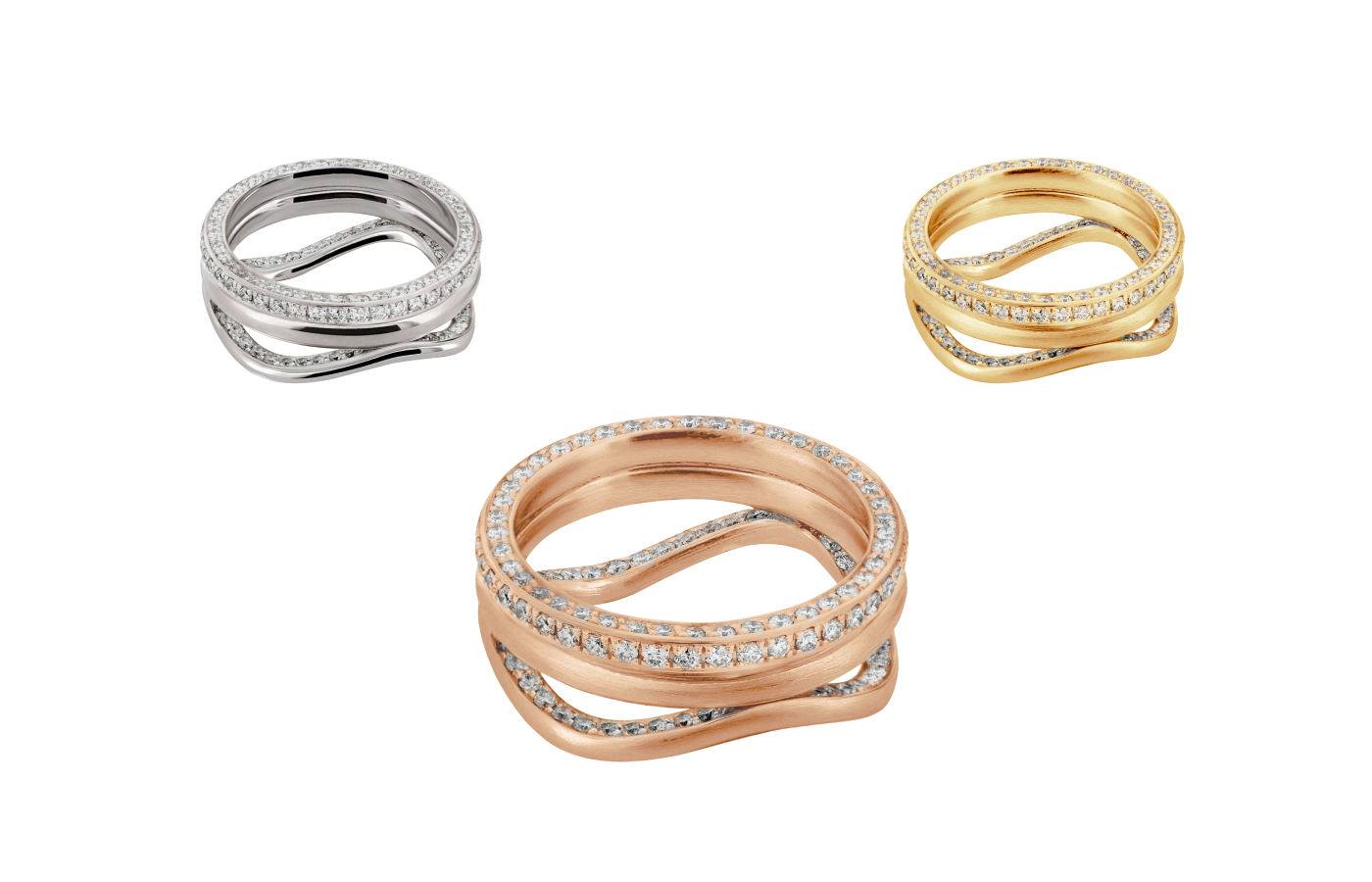  Sève Harmonie rings in gold, white gold, rose gold and diamond 