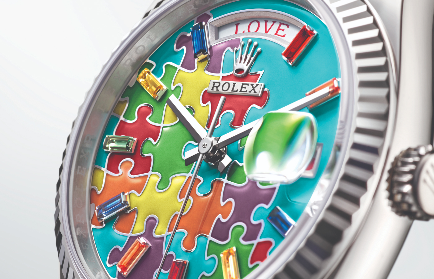  Rolex Oyster Perpetual Day-Date 36 in white gold and enamel