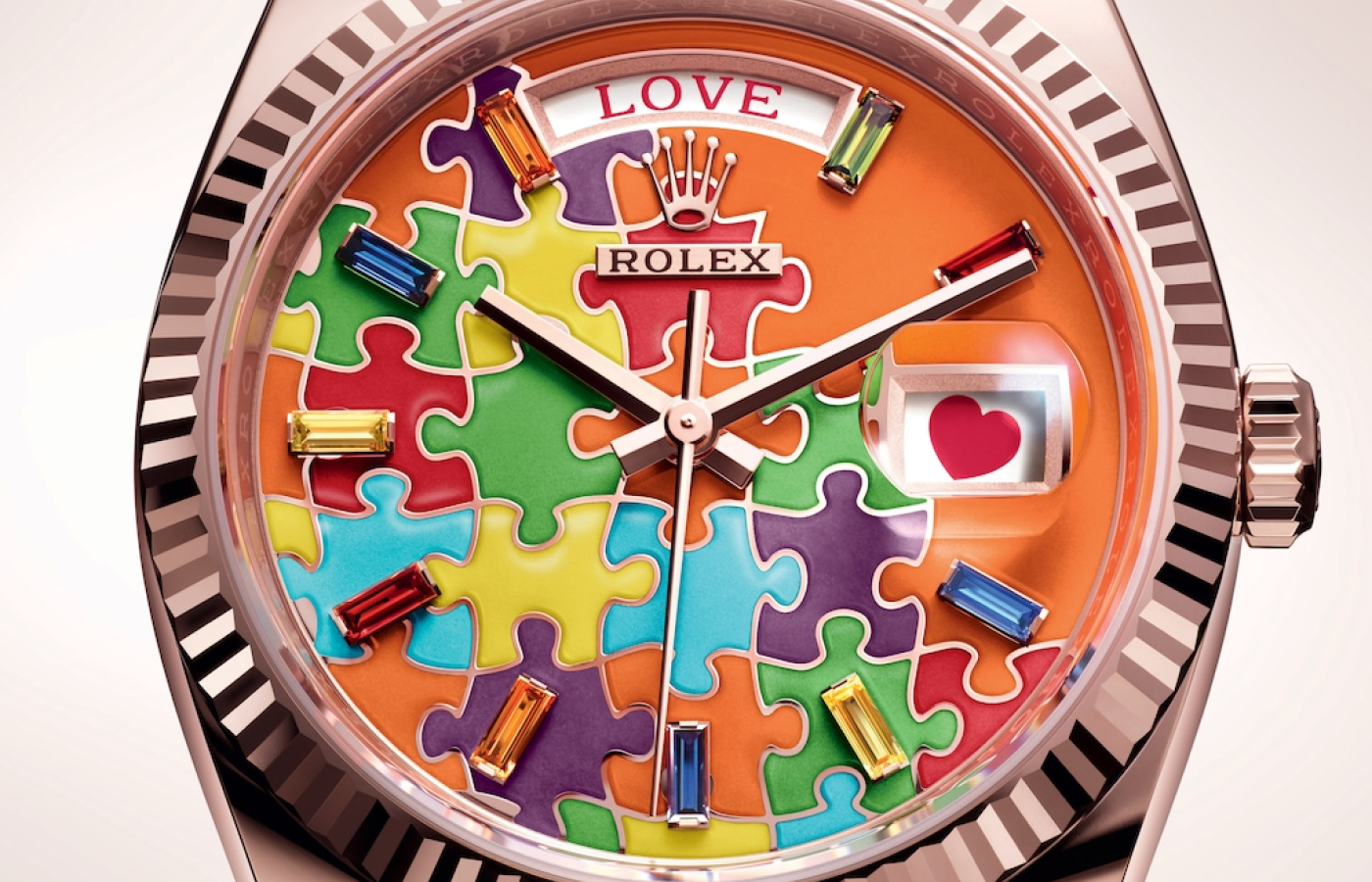 Rolex Oyster Perpetual Day-Date 36 in rose gold and enamel