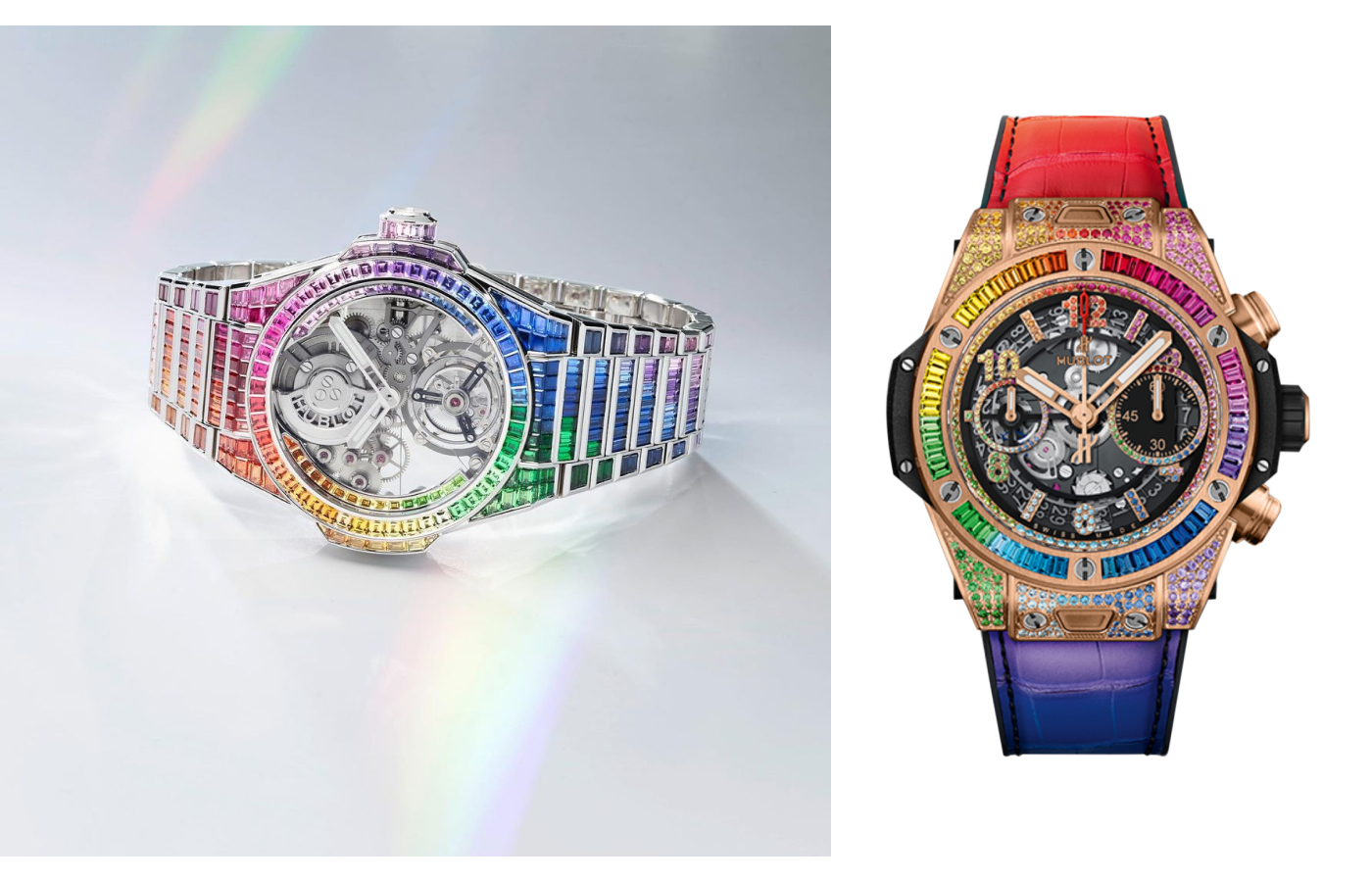 Hublot Big Bang Unico King Gold Rainbow watch in gold and multicoloured sapphires