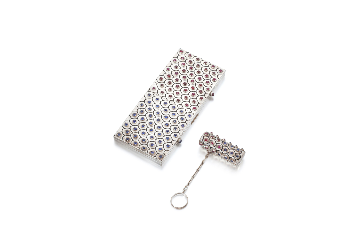  René Boivin gem-set and enamel vanity case and a lipstick holder, circa 1938 (estimate CHF 4,000-6,000), part of the Sotheby’s ‘Iconic Jewels: Her Sense of Style’ auction in May 2024