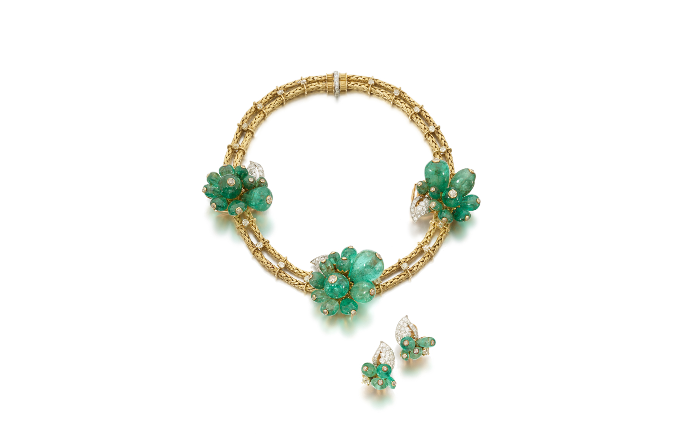 Monture Cartier necklace and earring set (estimate CHF 150,000-200,000), part of the Sotheby’s ‘Iconic Jewels: Her Sense of Style’ auction in May 2024