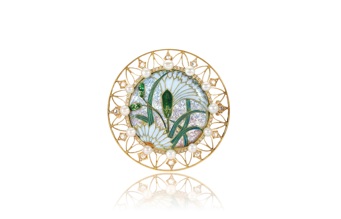  Georges Fouquet enamel, seed pearl and diamond brooch, circa 1900-1910 (estimate CHF 12,000-18,000), part of the Sotheby’s ‘Iconic Jewels: Her Sense of Style’ auction in May 2024
