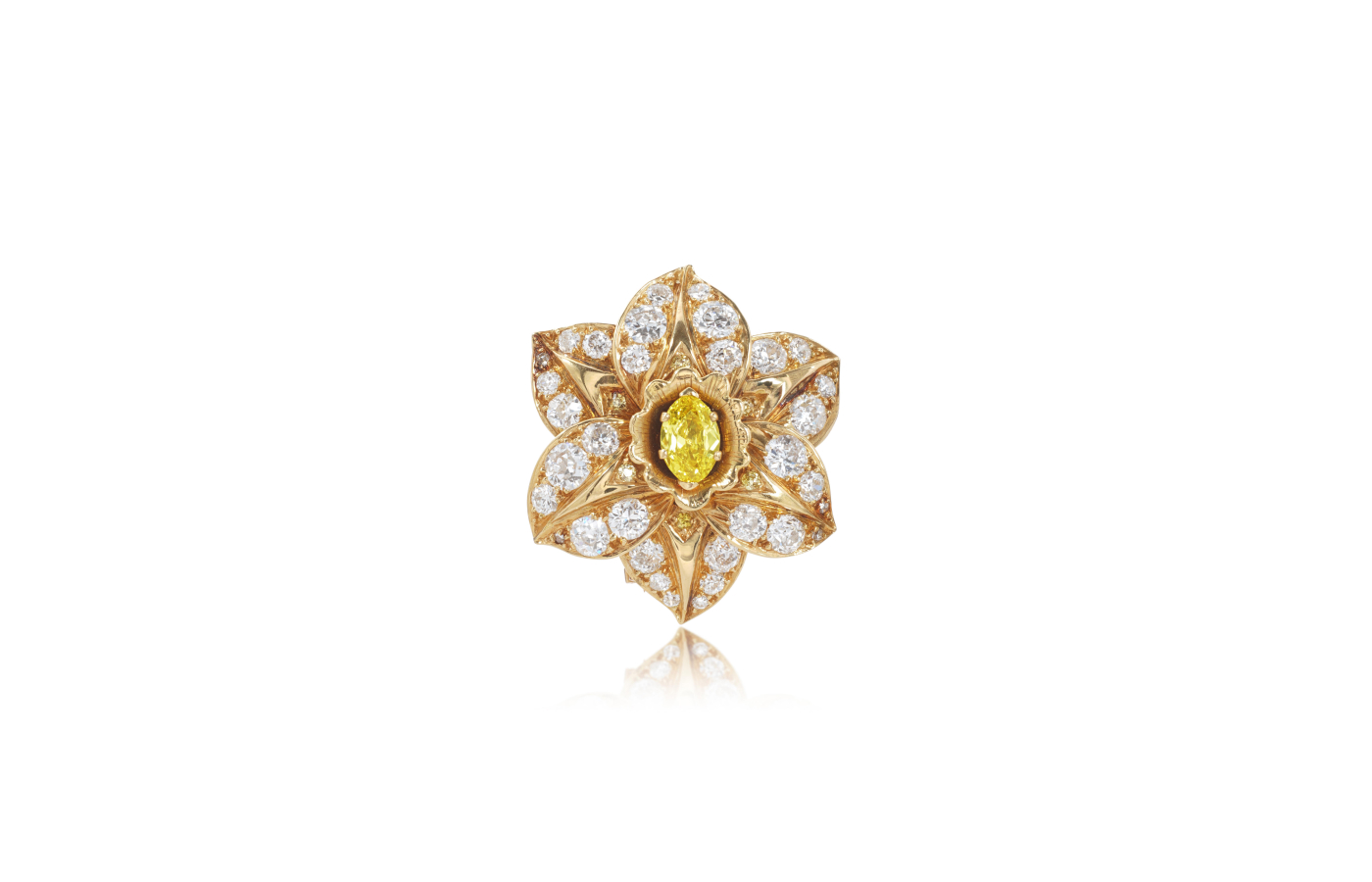  René Boivin 'Narcisse' yellow diamond and diamond brooch, circa 1965 (estimate CHF 20,000-40,000), part of the Sotheby’s ‘Iconic Jewels: Her Sense of Style’ auction in May 2024