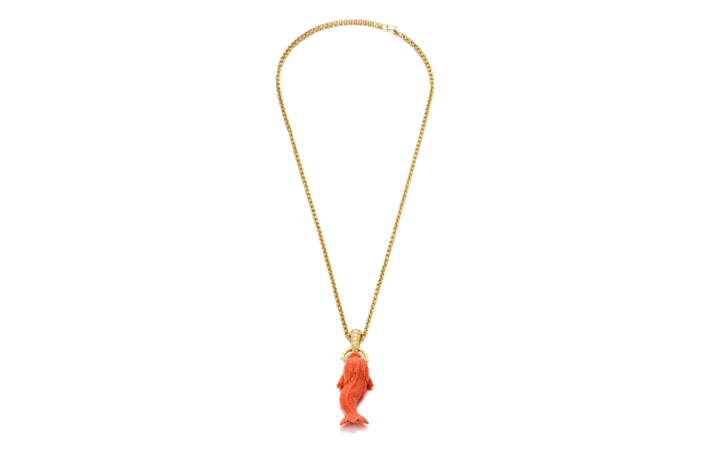  René Boivin coral, gold and diamond sautoir, circa 1970 (estimate CHF 8,000-12,000), part of the Sotheby’s ‘Iconic Jewels: Her Sense of Style’ auction in May 2024