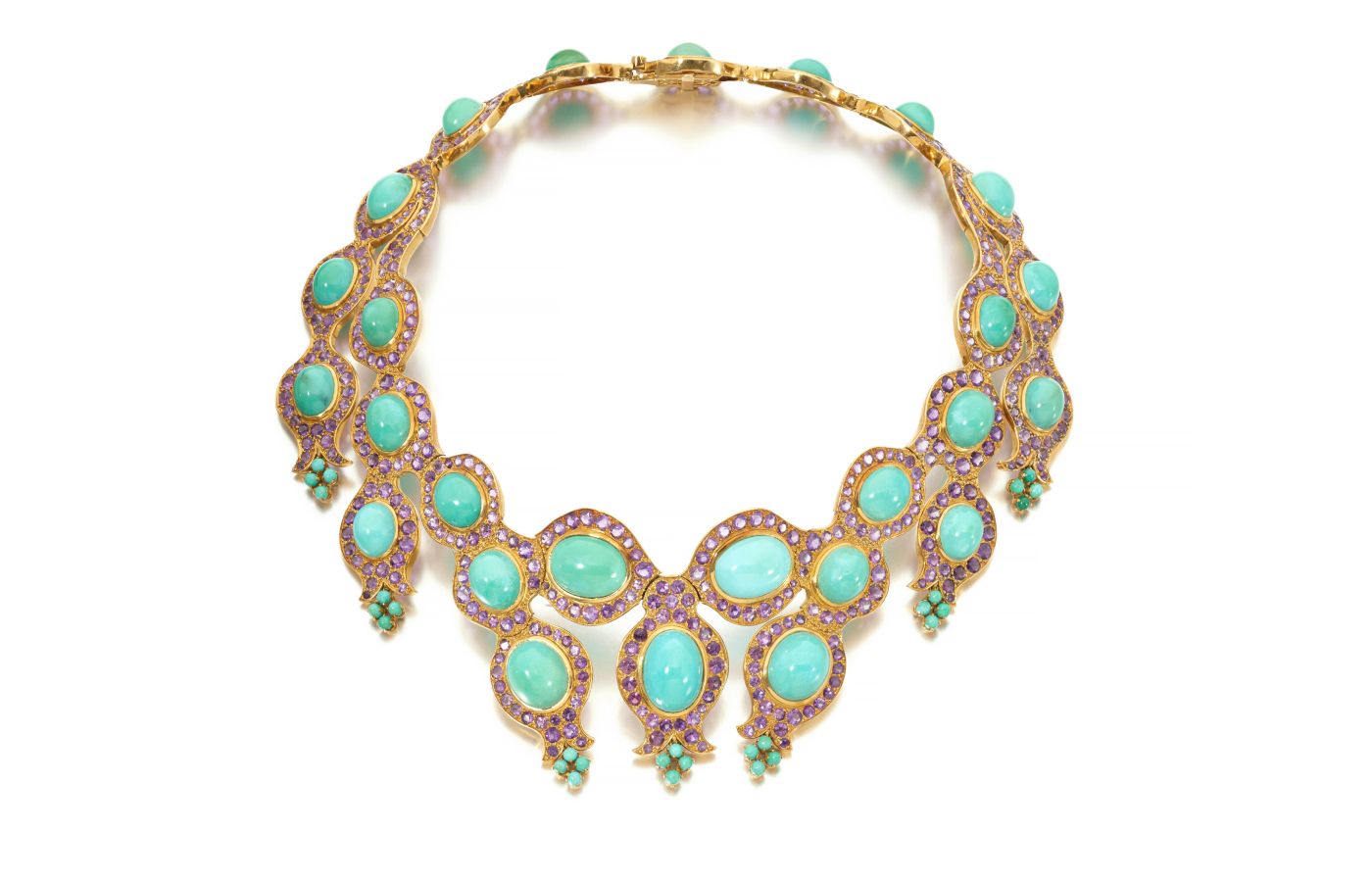  René Boivin 'Algues' turquoise and amethyst necklace, circa 1962 (estimate CHF 20,000-40,000), part of the Sotheby’s ‘Iconic Jewels: Her Sense of Style’ auction in May 2024