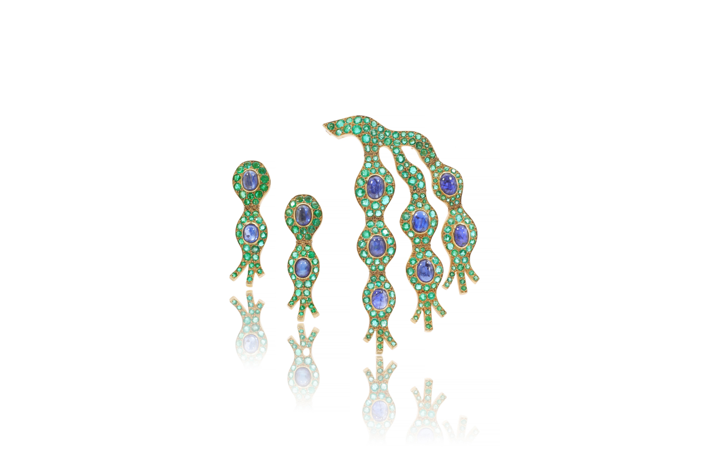  René Boivin 'Algues' sapphire and emerald demi-parure, circa 1962 (estimate CHF 30,000-50,000), part of the Sotheby’s ‘Iconic Jewels: Her Sense of Style’ auction in May 2024
