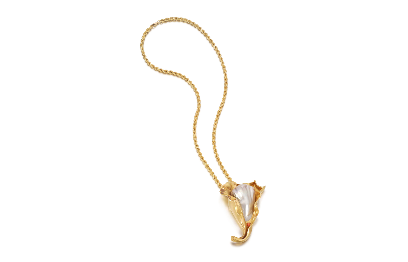  René Boivin blister pearl, coral and gold pendent necklace, circa 1980 (estimate CHF 4,000-6,000), part of the Sotheby’s ‘Iconic Jewels: Her Sense of Style’ auction in May 2024