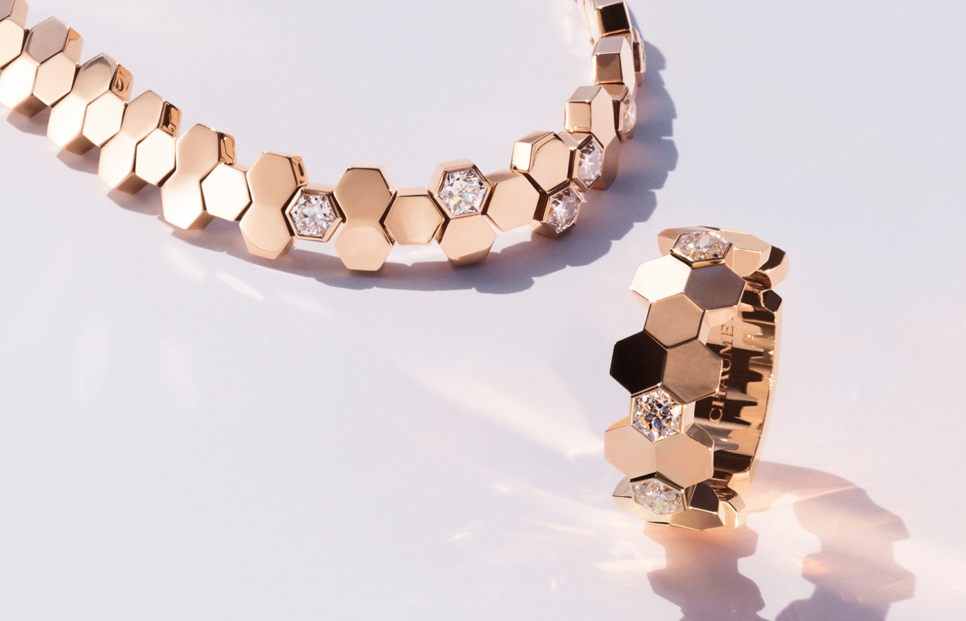  Chaumet Bee My Love necklace and ring in gold and Taille Impératrice diamond