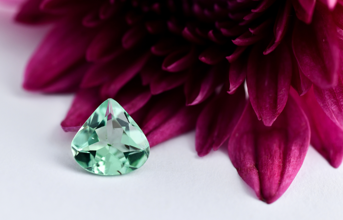  A modified triangular-shaped mint green tourmaline of more than 4 carats by Minehaus