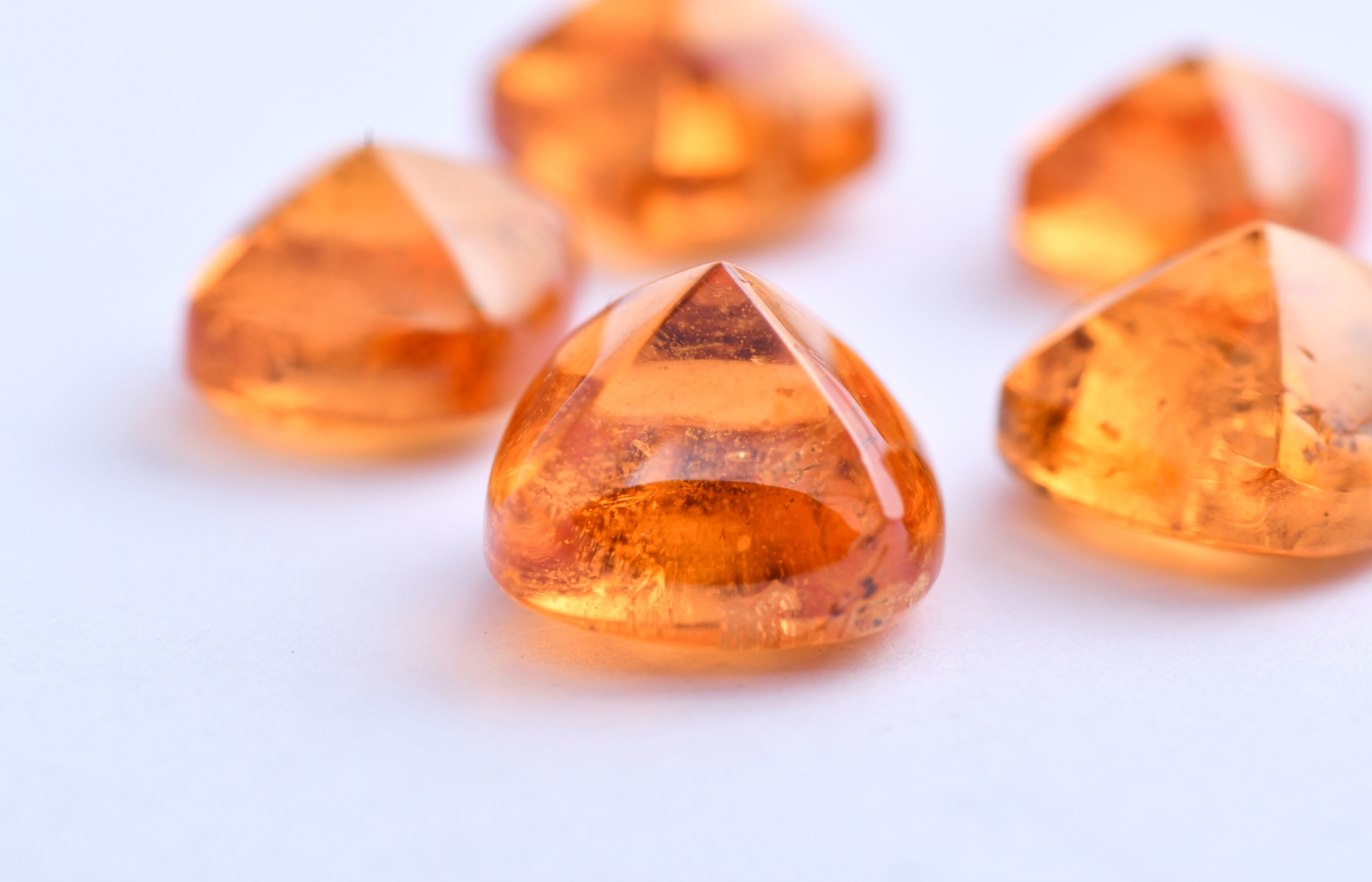  Sugarloaf mandarin garnet cabochons by Minehaus 