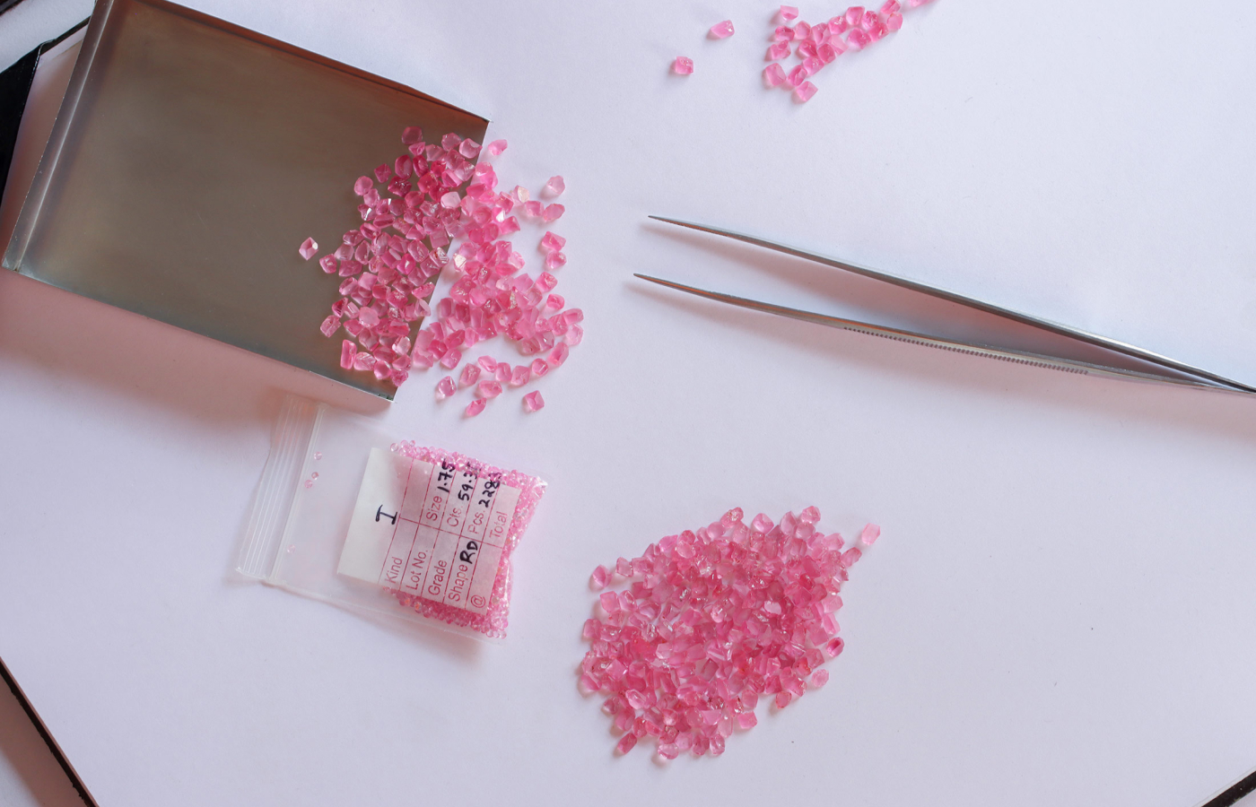  Minehaus has mastered the meticulous process of sorting hot pink-to-red spinels by colour, tone and saturation