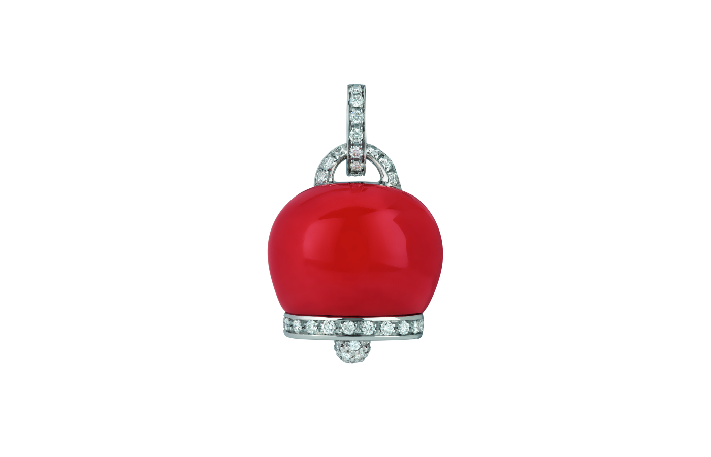  Chantecler Campanella charm in white gold, red Coral and diamond