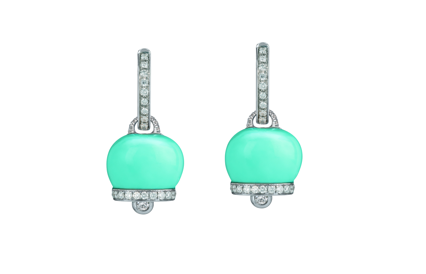  Chantecler Campanella earrings in white gold, turquoise and diamond
