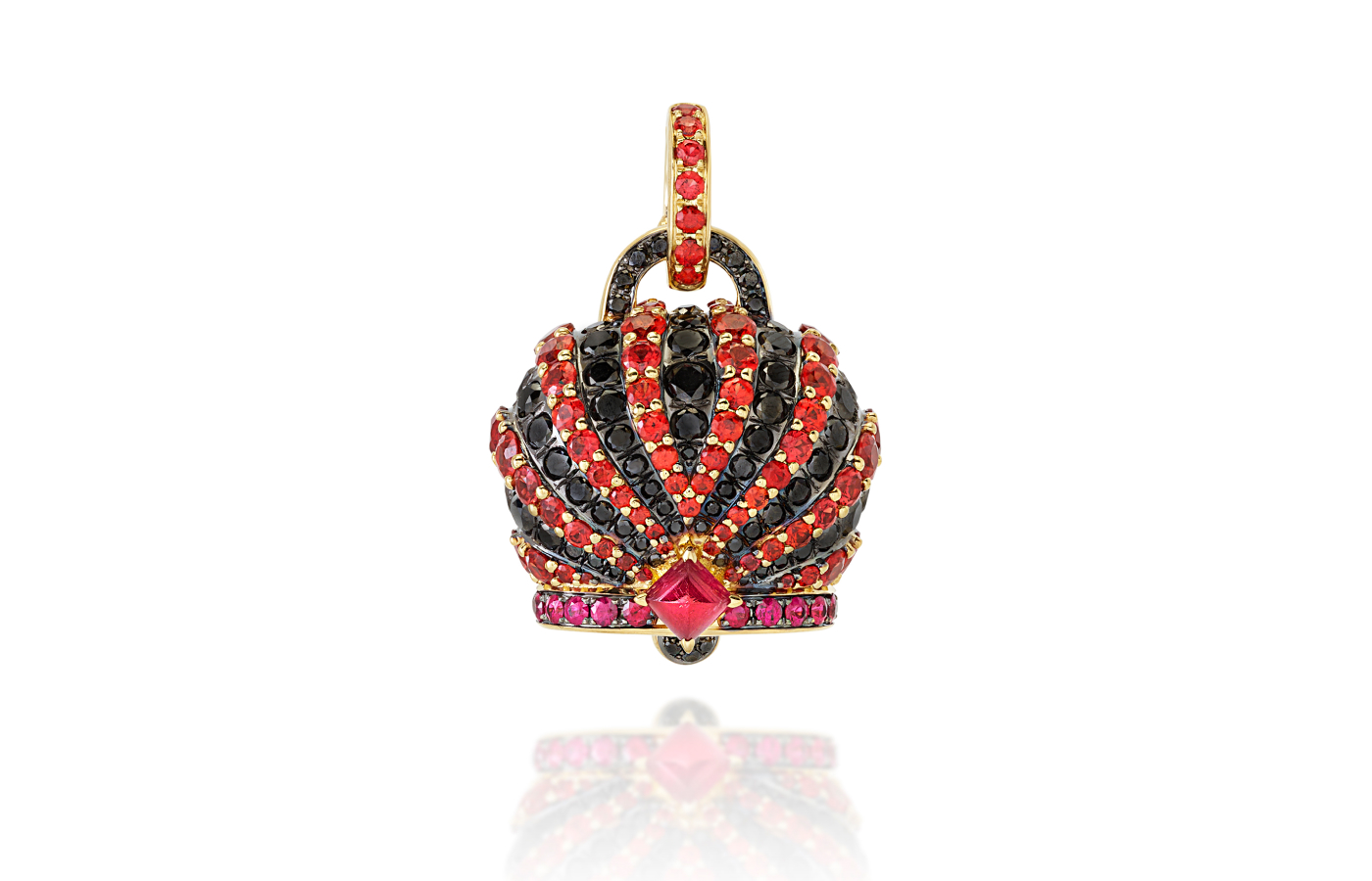  Chantecler Marta Marzotto Campanelle charm in gold, black diamond, orange sapphire and ruby