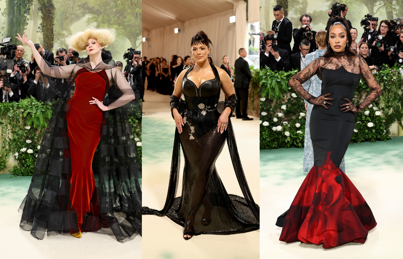  More looks from the Met Gala 2024, featuring (from left to right) Gwendoline Christie, Ashley Graham and La La Anthony 