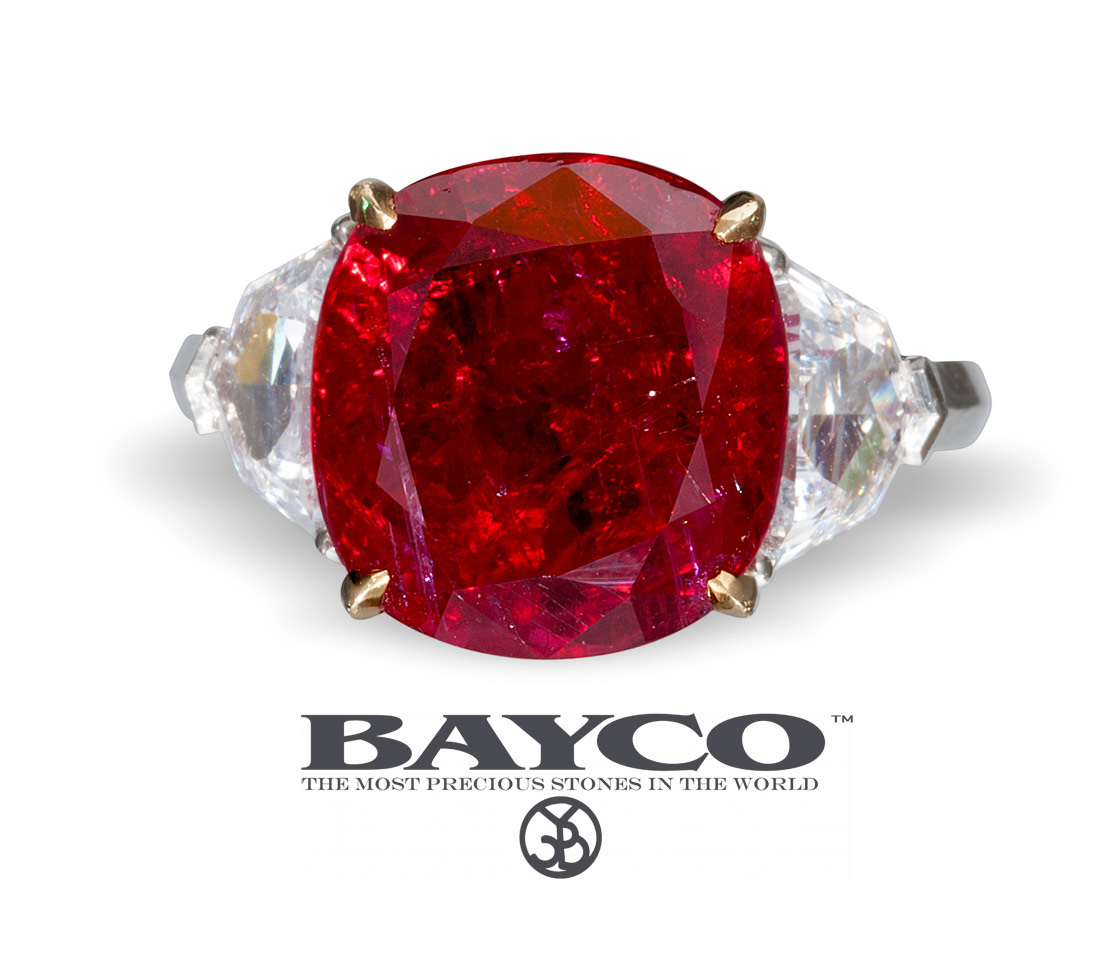 Bayco 10 cts Burmese ruby ring with diamonds