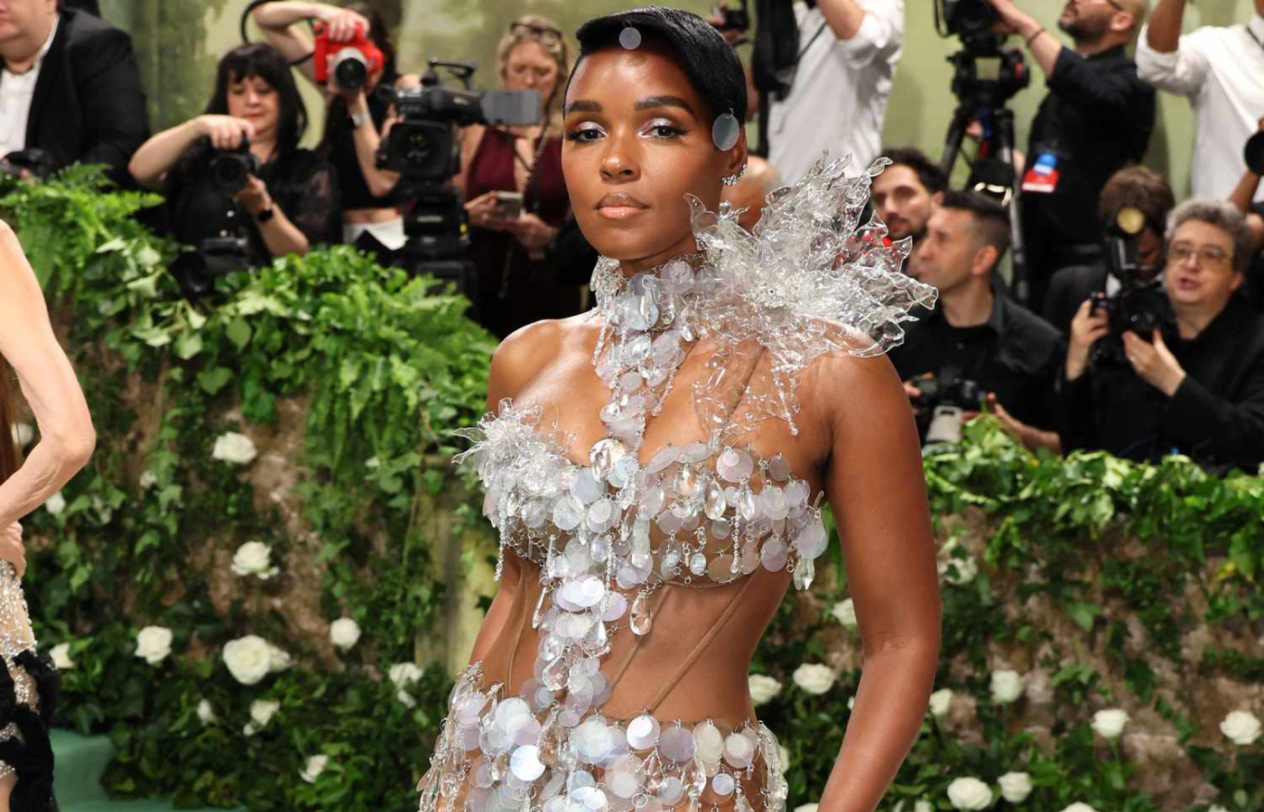  Janelle Monáe wearing a jewellery-inspired Vera Wang dress to the Met Gala 2024 