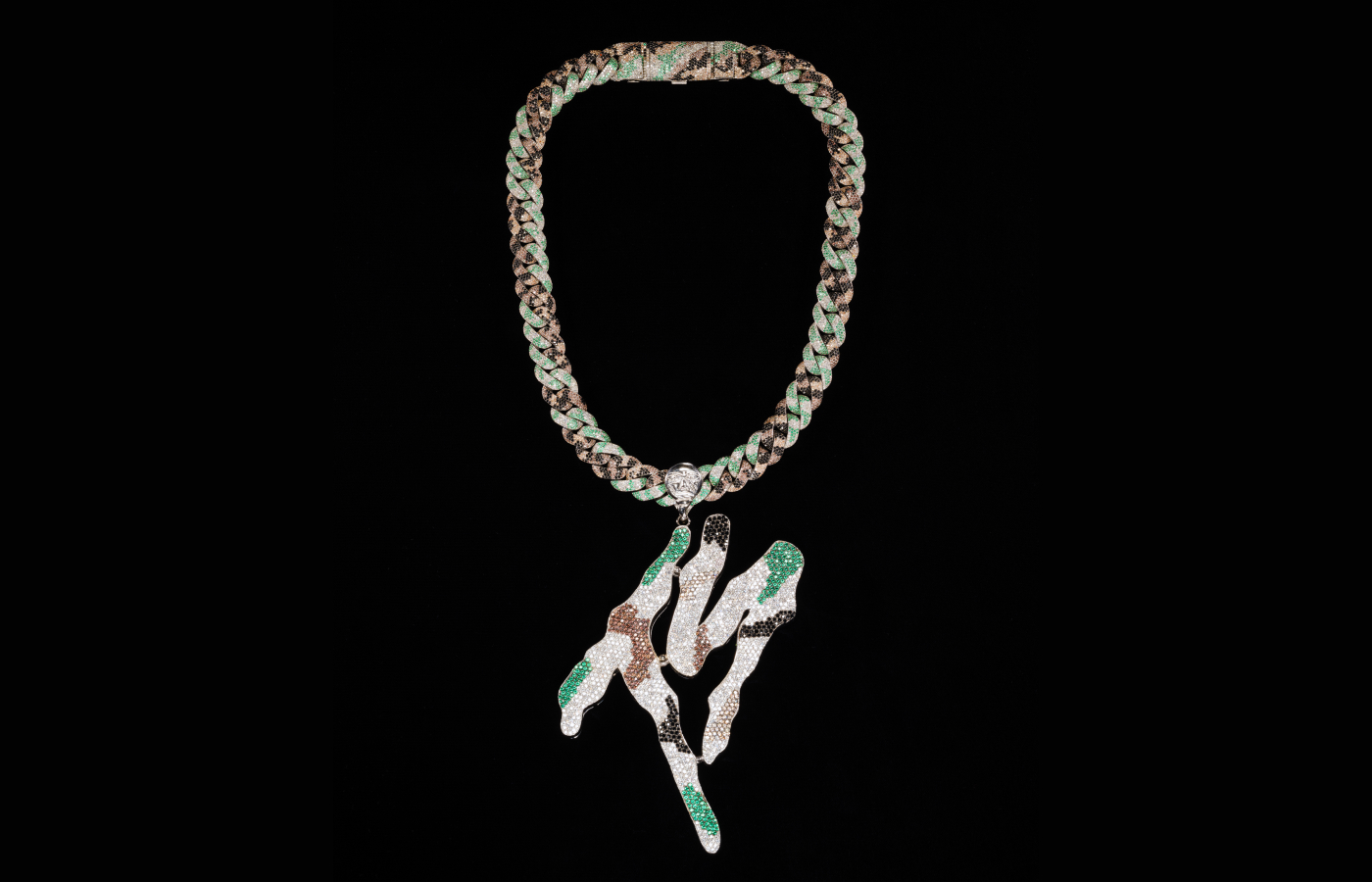  Designed by Pristine Jewelers in 2023, the Terror Squad necklace—made of 14K white gold with diamonds—is Fat Joe’s ode to the Bronx-based rap collective of the same name, which he founded in 1998. Alvaro Keding/© AMNH