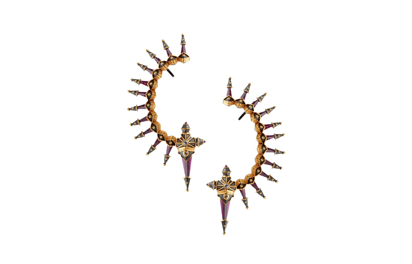 Amrapali Dark Maharaja earrings in gold set with rubies and diamonds