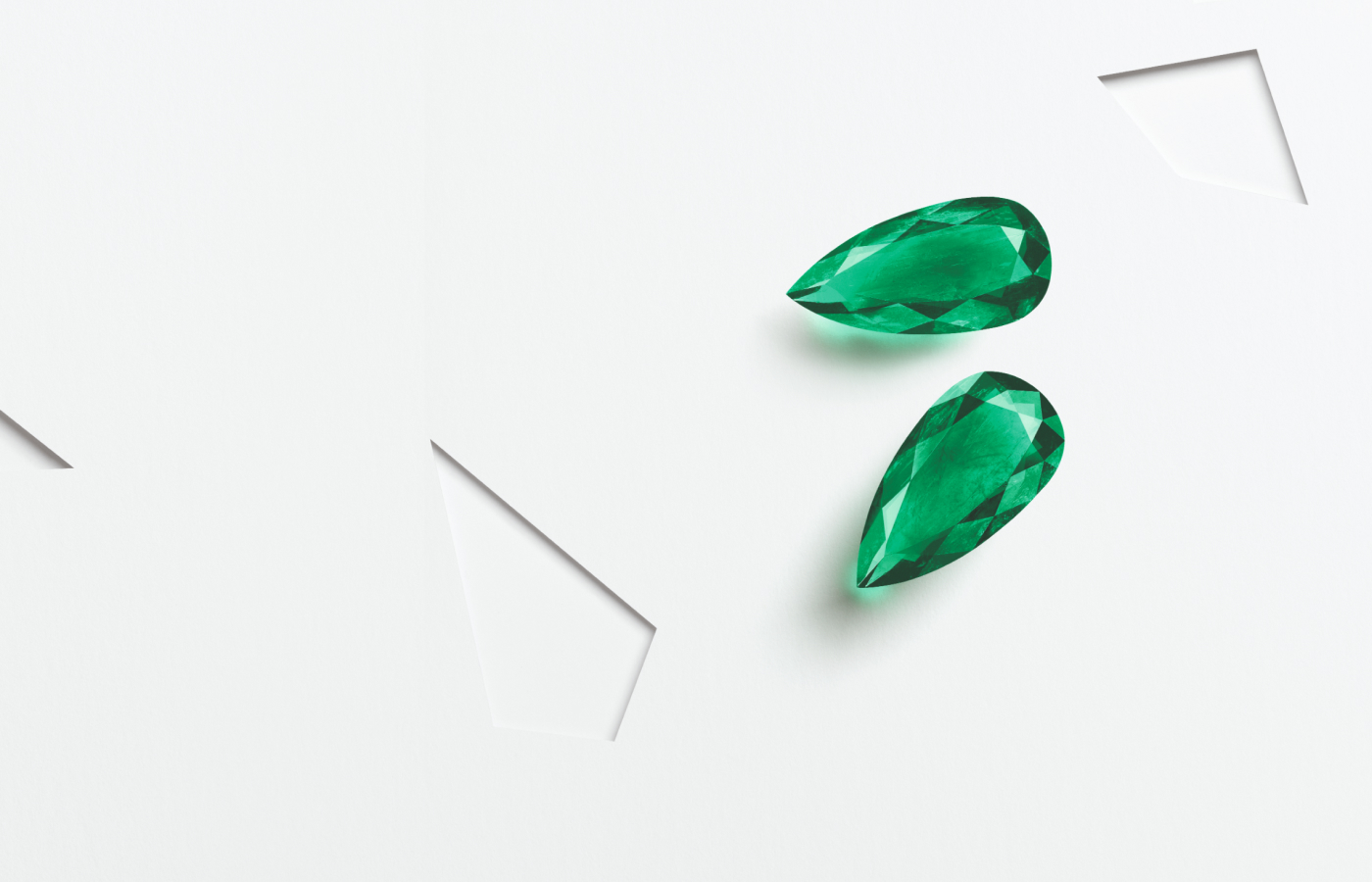 A set of pear-cut Muzo emeralds