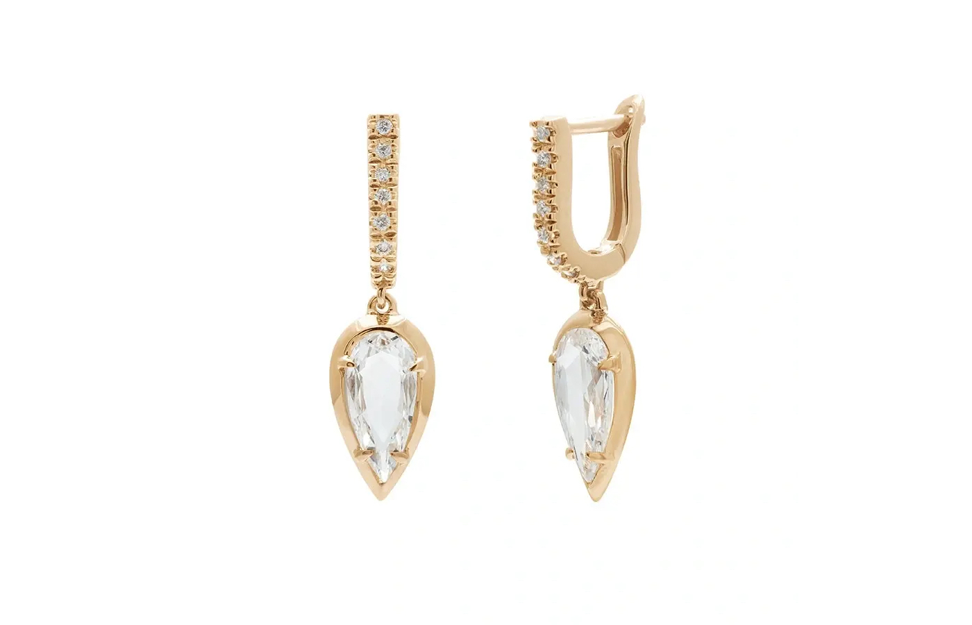 Anna Sheffield Attelage Drop earrings in gold, white diamond and reclaimed white diamond melee