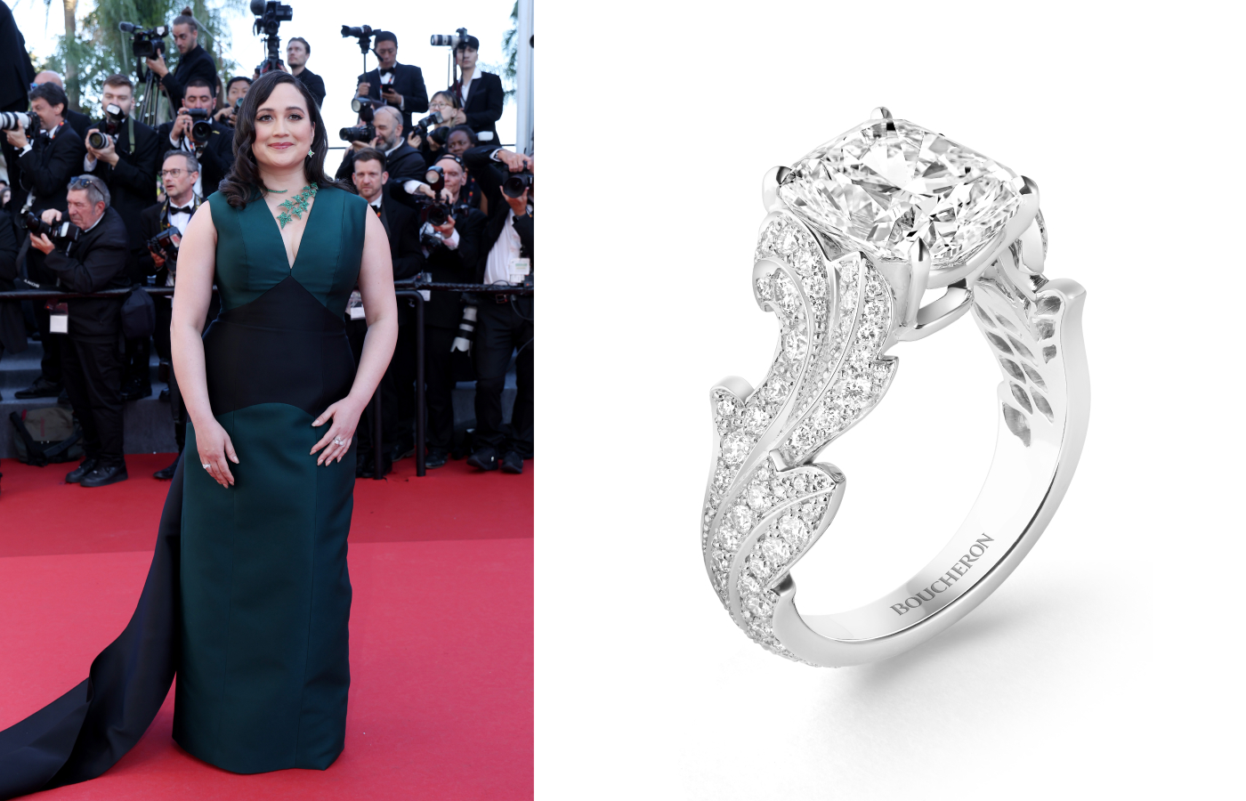  Lily Gladstone wore an emerald-set Boucheron Lierre de Paris question mark necklace and further diamond jewels at the Cannes Film Festival 2024