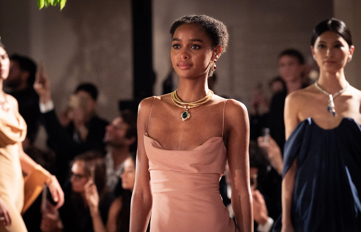  A Bulgari Aeterna High Jewellery collection necklace worn by a model at the Terme di Diocleziano in Rome. Photo credit Gabriel De La Chapelle