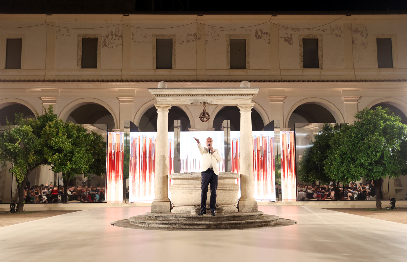  Bulgari chief executive Jean-Christophe Babin welcomes guests to the Terme di Diocleziano in Rome to celebrate the launch of the Bulgari Aeterna High Jewellery collection