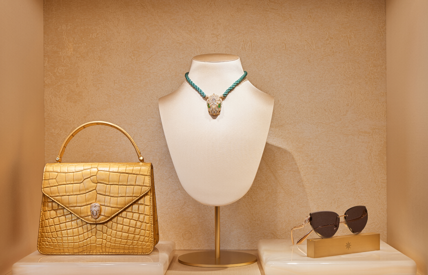 The Bulgari Aeterna collection contains handbags, sunglasses and perfume bottles, which is now under the stewardship of fashion designer Mary Katrantzou. Photo credit Simone Fiorini