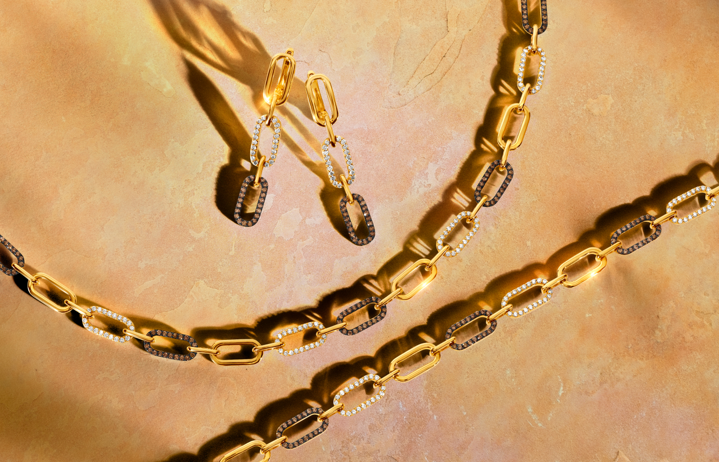  Le Vian® necklace and a pair of matching earrings set with Chocolate Diamonds® and Nude Diamonds™ in 14K Honey Gold™