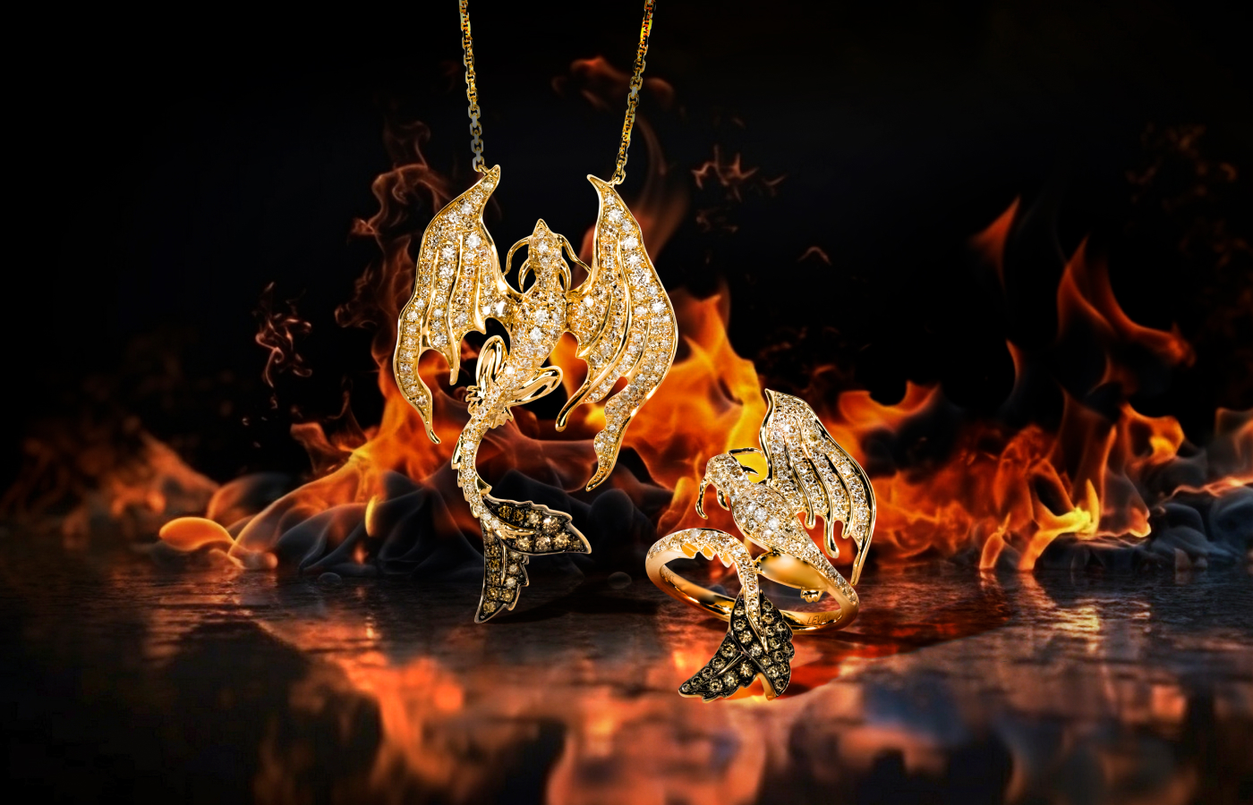 Le Vian® ring and matching necklace set with Nude Diamonds™ and Chocolate Diamonds® in 14K Honey Gold™