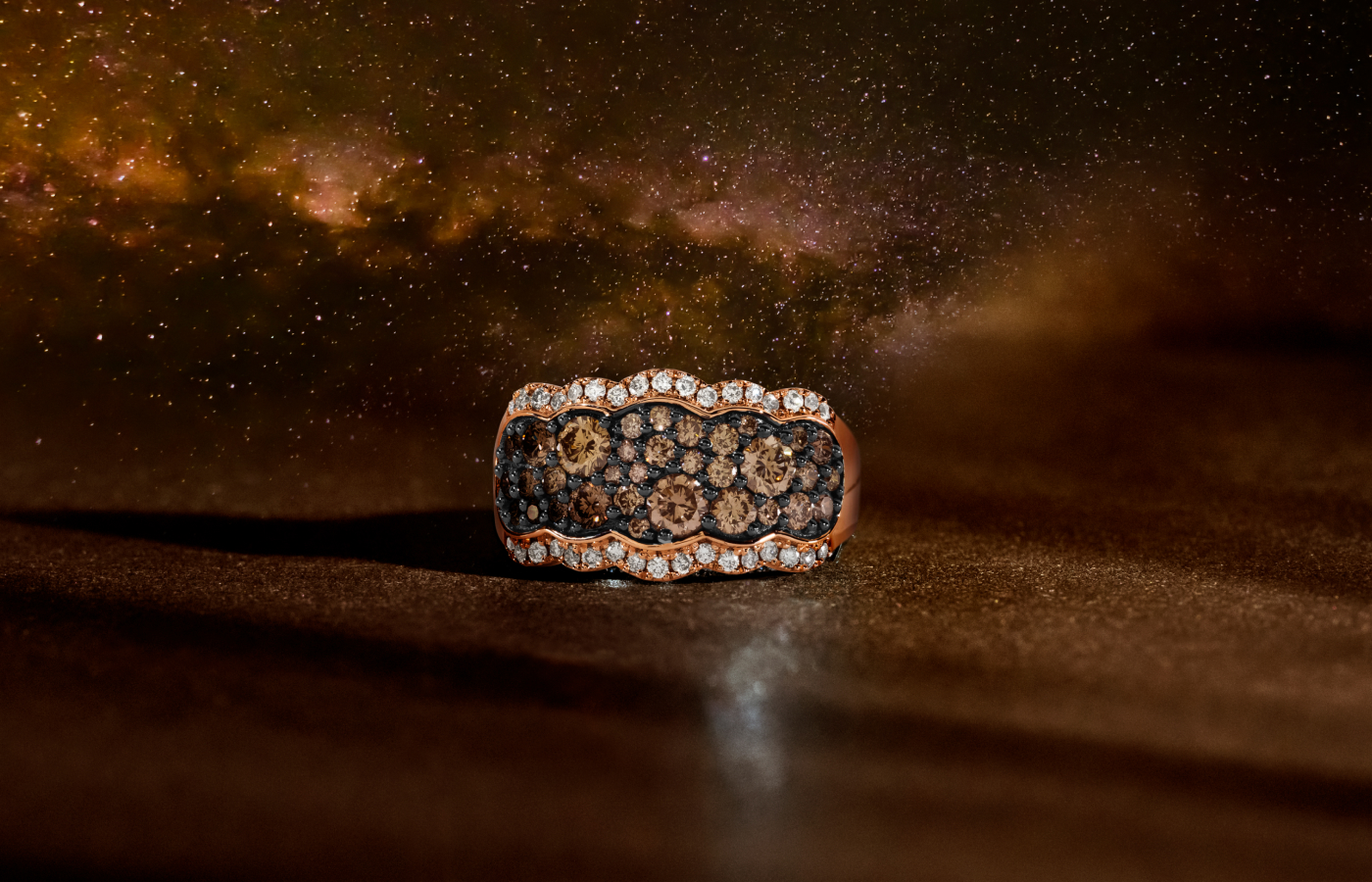 Le Vian® ring with one carat of Chocolate Diamonds® and Nude Diamonds™ set in 14K Strawberry Gold®