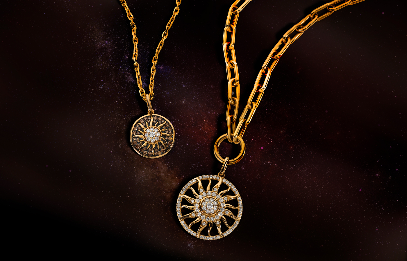  Le Vian® pendant with Nude Diamonds™ and Chocolate Diamonds® set in 14K Honey Gold™ (left) and a second Le Vian® pendant with Nude Diamonds™ set in 14K Honey Gold™